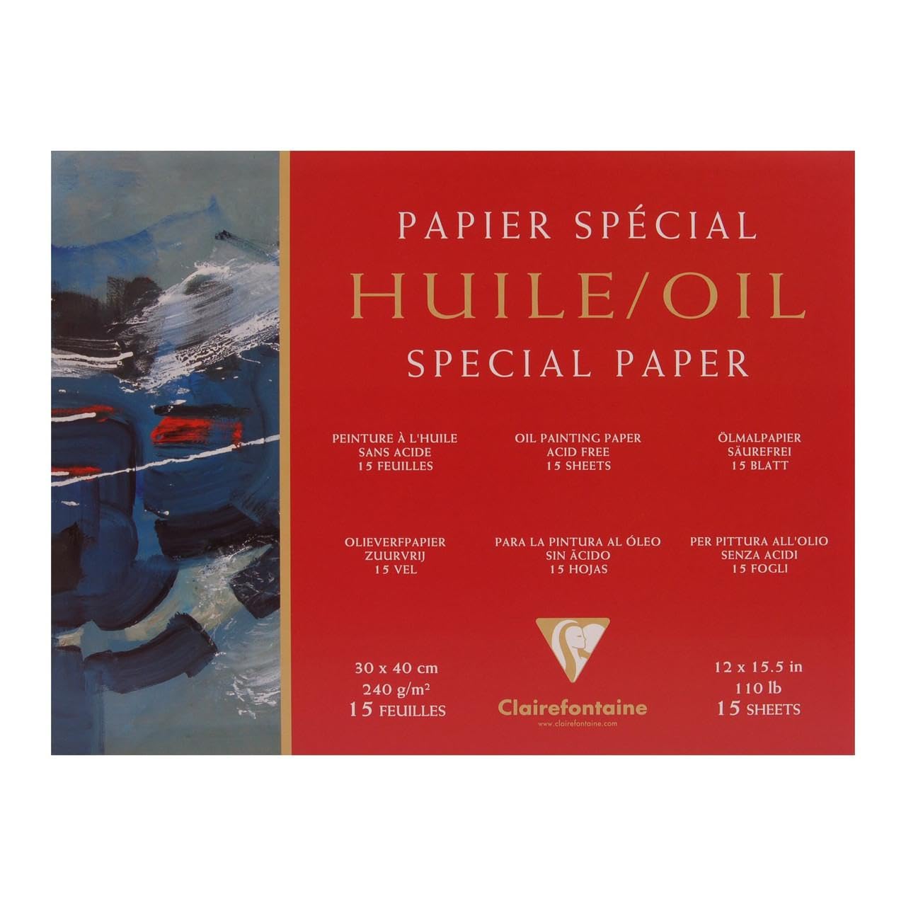 Clairefontaine Bloc Papier Dessin Huile 30x40 cm 240g 15 Feuilles
