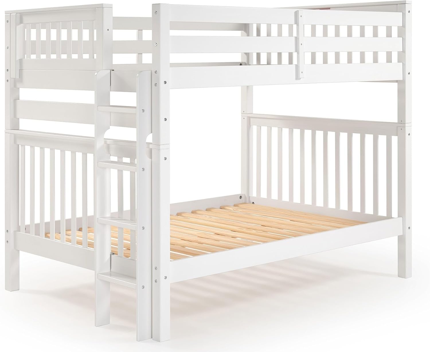 Bedz King Bunk Beds Full Over Full Mission Style (White, Full Over Full)