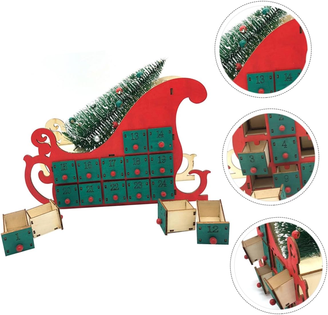 Christmas Wooden Countdown Calendar Unique Holiday Decor Day Advent Calendar for Home Decoration Christmas Year Celebrations for Living Room Bedroom Adornment