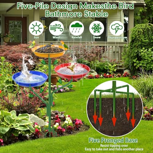 Banheira de pássaro de metal para exterior, banheiras de pássaros de 100 cm H para ambientes externo