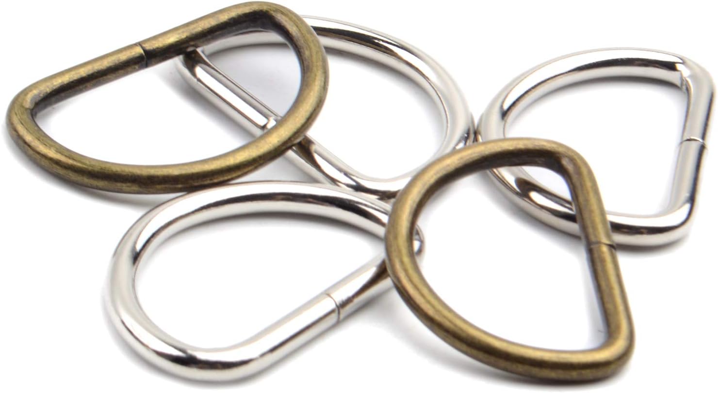 BronaGrand 60 Pieces 1inch Metal D Ring Semi-Circular D Ring for Hardware Bags Ring Hand DIY Accessories,3 Colors