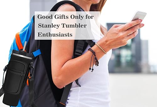 Miniatura 4 de Momocici Bolsa portavasos, con correa y bolsa para vaso Stanley Quencher de 3040 onzas. Bolsa cruzada compatible con Stanley Cup para senderismo,