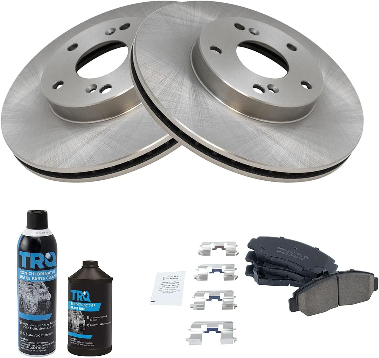 TRQ Front Brake Pad & Rotor Kit Brake Chemical Kit Brake Pads Brake Rotor Ceramic Compatible with 2003-2007 Honda Accord 2006-2010 Civic