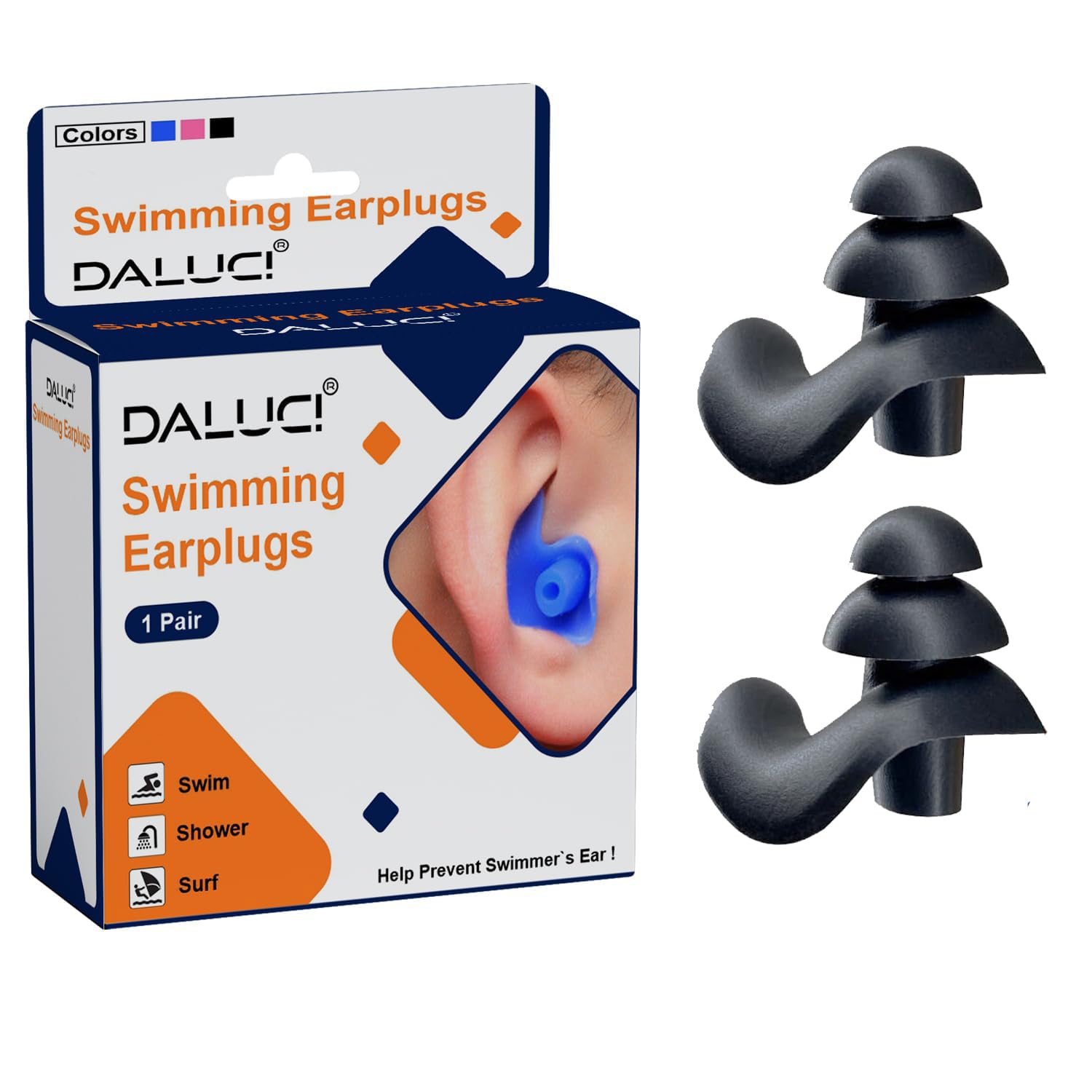 DALUCI 2nd Gen Waterproof Ear Plugs for Swimming & Sleeping | Silicone Ear Plugs for Noise Cancellation - Swim Earplugs for Men & Women | Swimmer’s Ear Protection Ear buds – Ultra-Soft (1 Pair, Black)-image-11