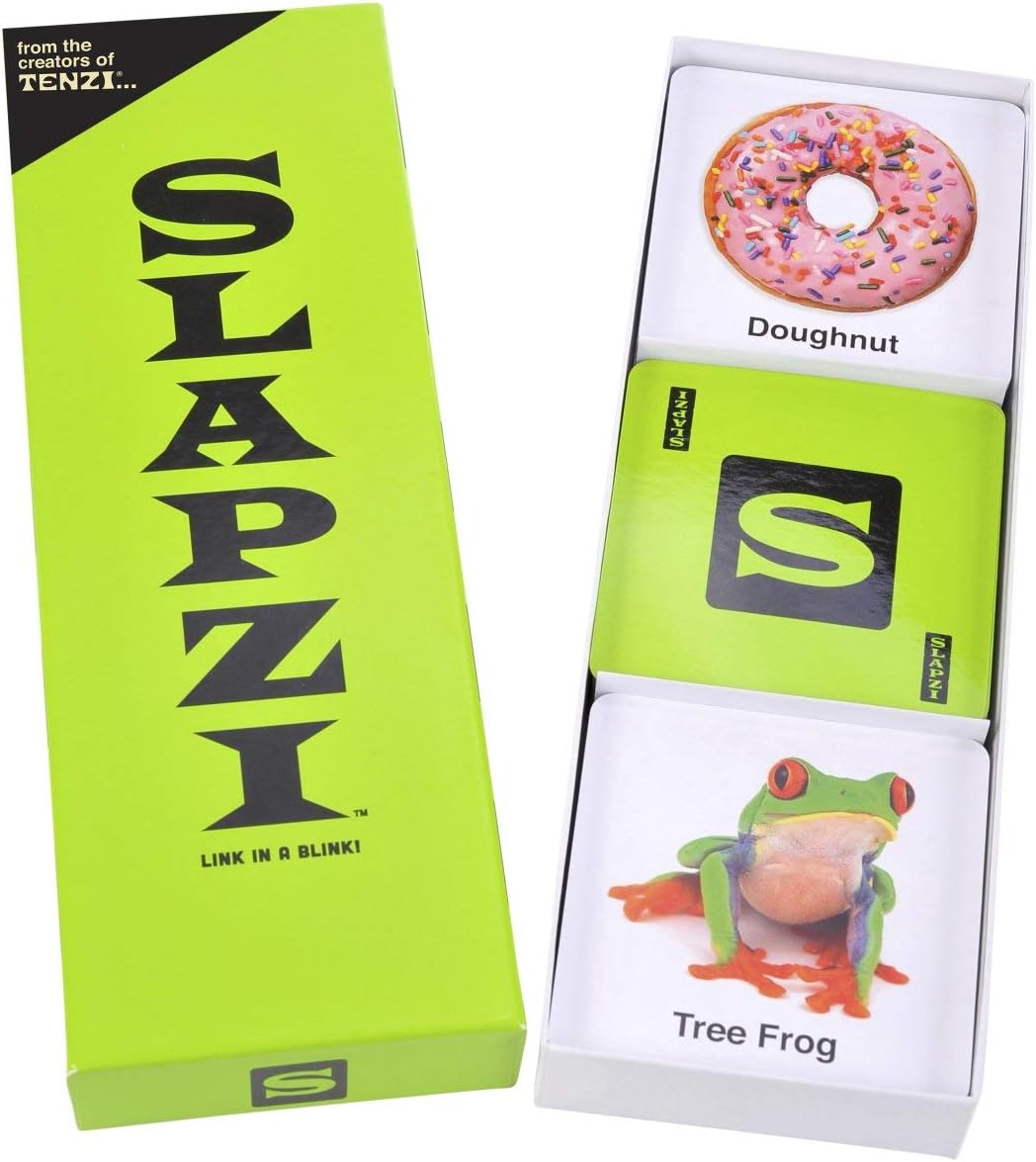 TENZI SLAPZI Full-Sized Edition - Includes 120 Picture Cards, 65 Clue Cards - The Quick Thinking and Fast Matching Card Game for All Ages - 2-8 Players