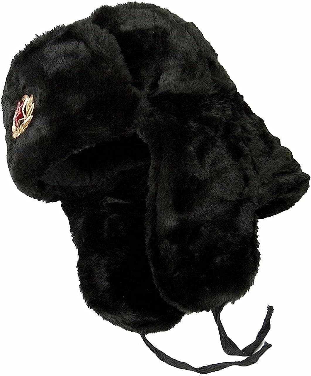 Chapeau d'hiver de style soviétique | Chapeau de cosaque Ushanka en fausse fourrure avec cache-oreilles et épingle militaire décorative | Chapeau de ski pour homme parfait pour les longues nuits