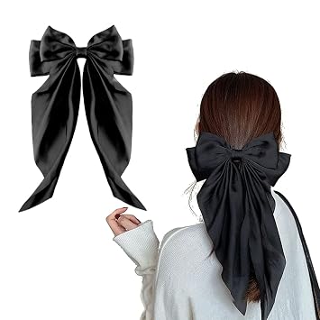 Kefley French Barrette Hair Clips for Thick and Thin Hair - Grosgrain Bow Slides for Women, Girls, and Ribbon Hairpins