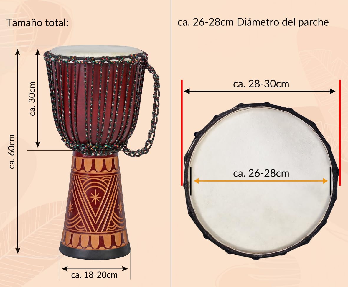 Tambor bongo djembe profesional de 60 cm tipo darbuka super sonido estilo africano