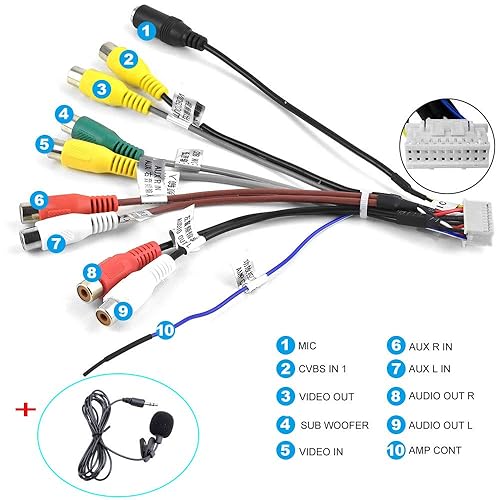 Miniatura 3 de Radio estéreo de coche Android RCA cable arnés cable cable montaje con 20PIN 9 RCA hembra enchufes para coche audio reproductor de vídeo soporte