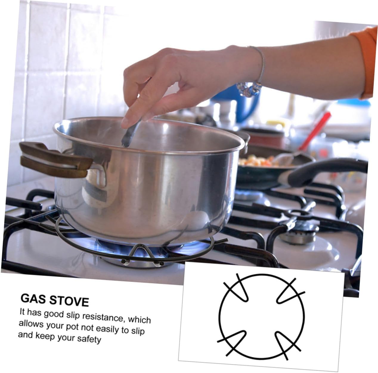 KICHOUSE 4pcs Non-slip Wok Support Rings for Gas Stove Iron Rack for Small Pots Pans Versatile Cooking Tool for Indoor Outdoor Use