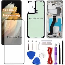 AMOLED for Samsung Galaxy S21Ultra 5G LCD Display Touch Screen Assembly Support Fingerprint Galaxy S21 Ultra SM-S998U SM-S998U1 Screen Replacement with Silver Frame