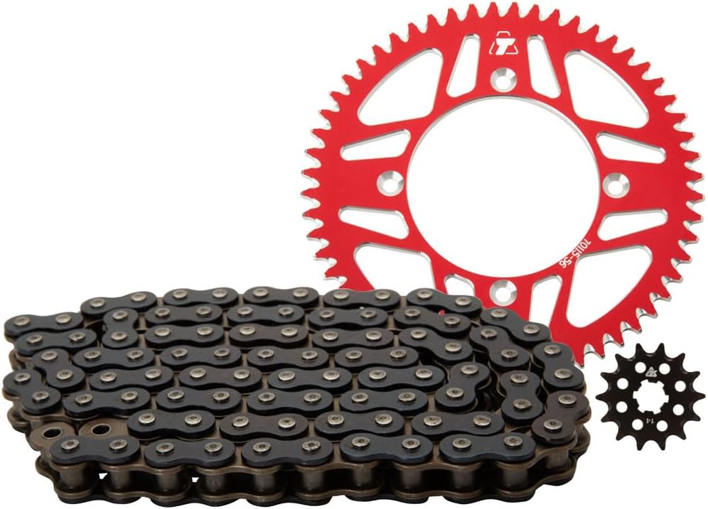 TUSK Alloy Kit & 420 Off-Road Chain Red Rear Sprocket for Honda CRF150R Expert 2007-2009,2012-2025