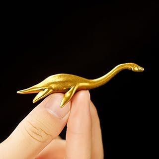 CHOVY Loch Ness Monster Statue - 100% Solid Brass Handcast Mythical Creature Sculpture, Vintage Swimming Nessie Collectibl...