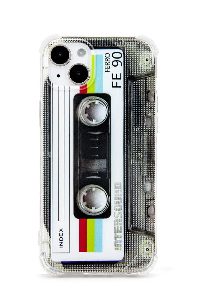 FAteamll Phone Case for iPhone 14 Plus, Matte Finish Heavy Duty Soft Back Cover with Reinforced Corners TPU Soft Bumper Retro Cassette Tape Case Compatible with iPhone 14 Plus(6.7 Inch)