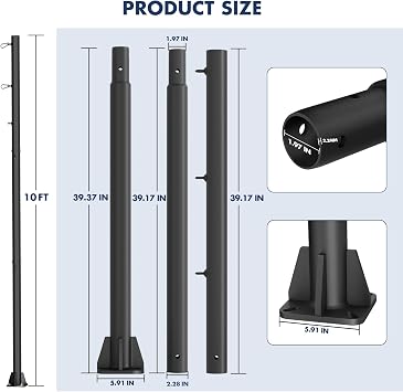 Shade Sail Poles, 2 Pack Sun Shade Poles, Rust-Resistant Sun Sail Poles