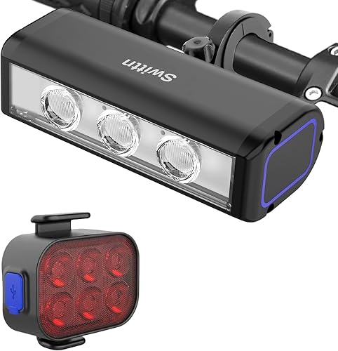 Luces de bicicleta de 1200 lúmenes para conducción nocturna, 4000 mAh de tiempo de funcionamiento durante más de 10 horas, luces de bicicleta
