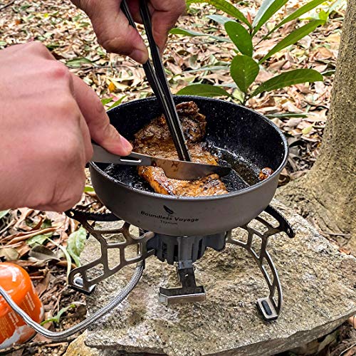 Boundless Voyage Titanium Non-Stick Frying Pan With Folding Handle Non-Stick Ceramic Coating Cooking Pot For Outdoor Camping Picnic Backpacking (S) #TOP5