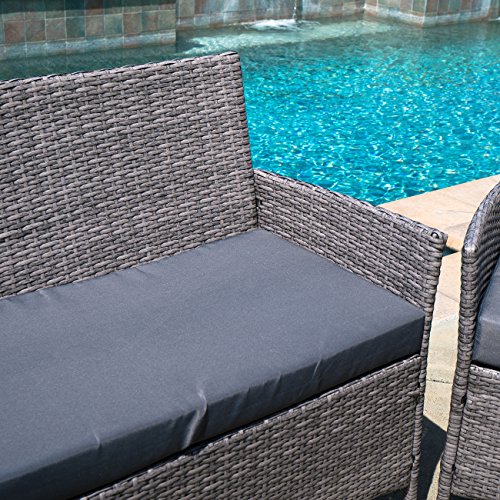 image for BELLEZE 4 PC Rattan Patio Furniture Garden Lawn Sofa Outdoor Weather R