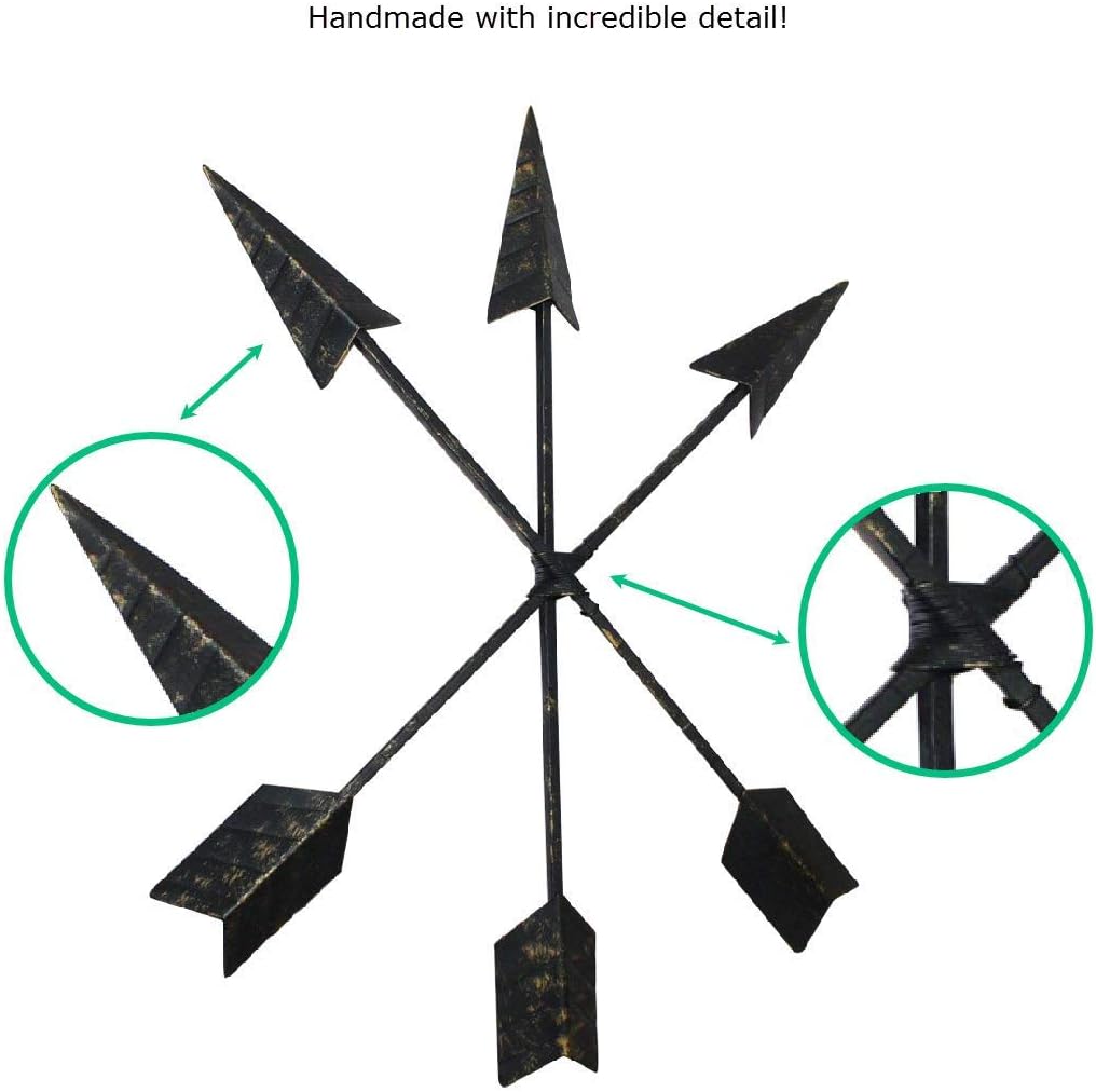 Large 3-Set Arrow Wall Decor | Rustic 15" Cast Iron Metal Arrows Bound with Wire by Wallcharmers