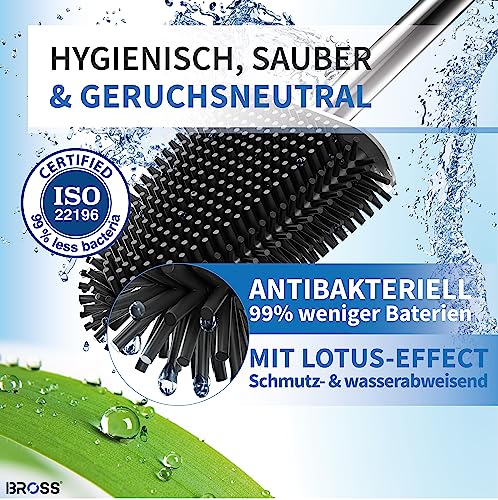 BROSS® Klobürste Silikon - Patentierte Toilettenbürste - Klobürste Schwarz - WC Bürste & Klobürstenhalter mit Wandmontage & TurboTrocknung - Innovativ & Antibakteriell - 1er Set – Bild 5