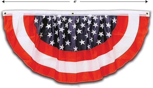 Miniatura 2 de Guirnalda de tela con estrellas y rayas de 4 pies (paquete de 1), Paquete de 1, Rojo/Blanco/Azul