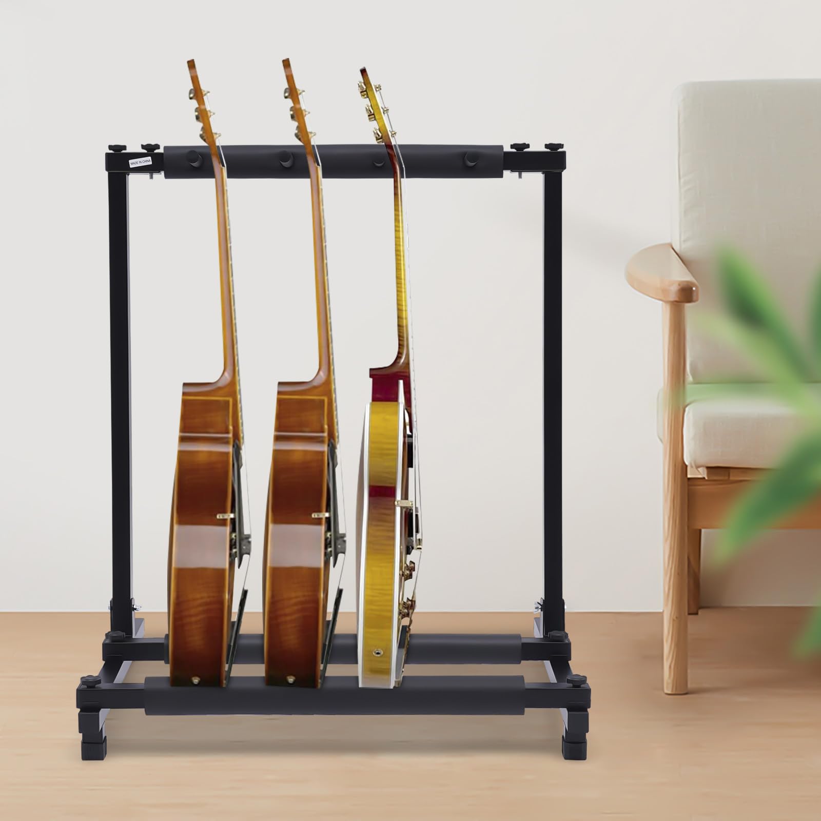 Soporte universal para guitarra de 3 niveles, con varios soportes, soporte para guitarra, para acústica, bajo, guitarra eléctrica, regalo, color negro