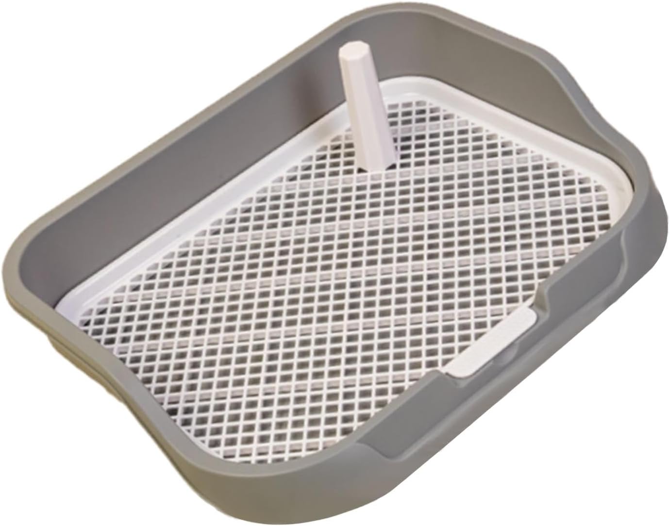 Dog Potty Toilet with Column Pet Training Toilet with Grid for Indoor Porch Floor Pee Pad Holder Dog Litter Box for Puppy Dog, Light Gray