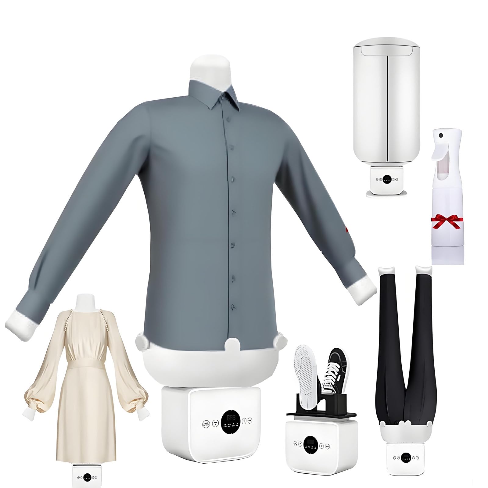 Stira Camicie Automatico, Manichino Asciugatura e Stiratura Magliette, Camicette, Ferro da Stiro Verticale Asciuga Senza Pieghe con 4 Clip Peso CombinationA