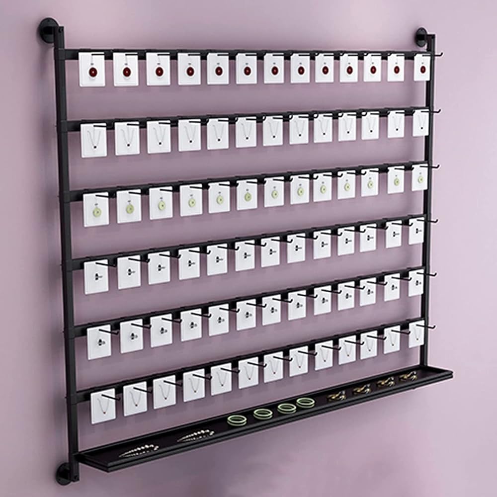 Organizador de joyas metálico de pared con ganchos, soporte para pendientes y collares, estante para llaveros, expositor para anillos, pulseras, gafas de sol y calcetines.