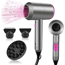 CASAMAA Asciugacapelli agli ioni di litio, 2000 W, motore AC, ad asciugatura rapida, asciugacapelli professionale con 2 velocità e 3 impostazioni di calore, pulsante aria fredda (Grigio)
