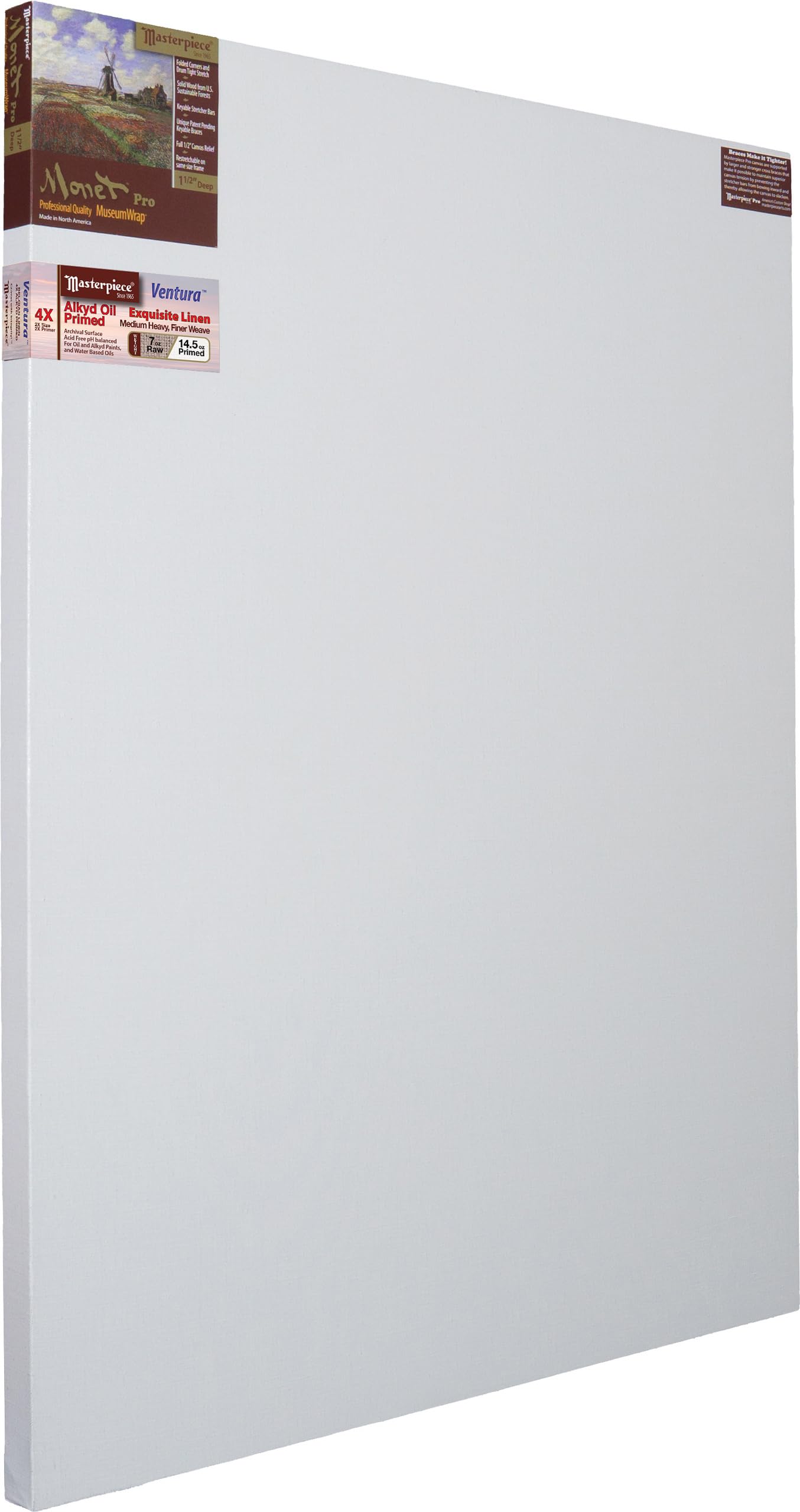 Photo 1 of Masterpiece ZSMV-3876 Monet Pro 1.5" Deep Linen 11.3oz - Ventura - Alkyd Oil Primed Stretched Artist Canvas 38" x 76" 3 Pack