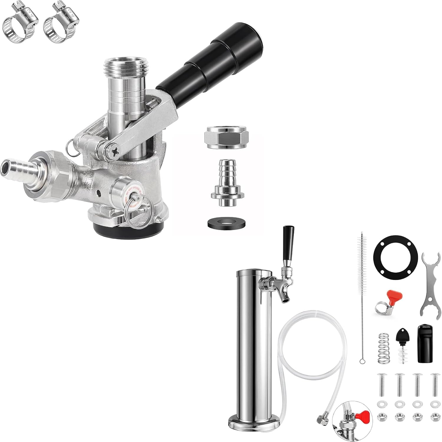 Draft Beer Tap Tower and All Stainless Steel Sankey D Keg Coupler