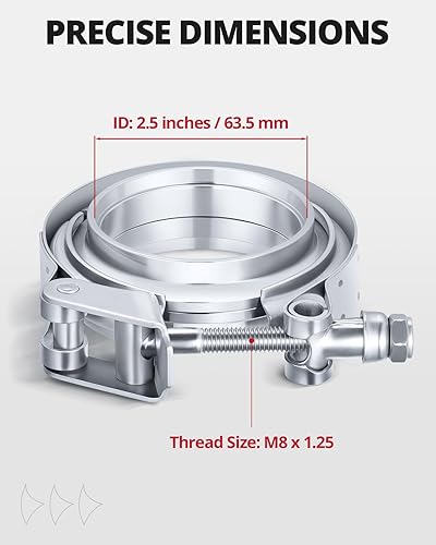 Miniatura 3 de EVIL ENERGY Abrazadera de banda en V de 2,5 pulgadas con brida macho hembra de acero inoxidable de liberación rápida