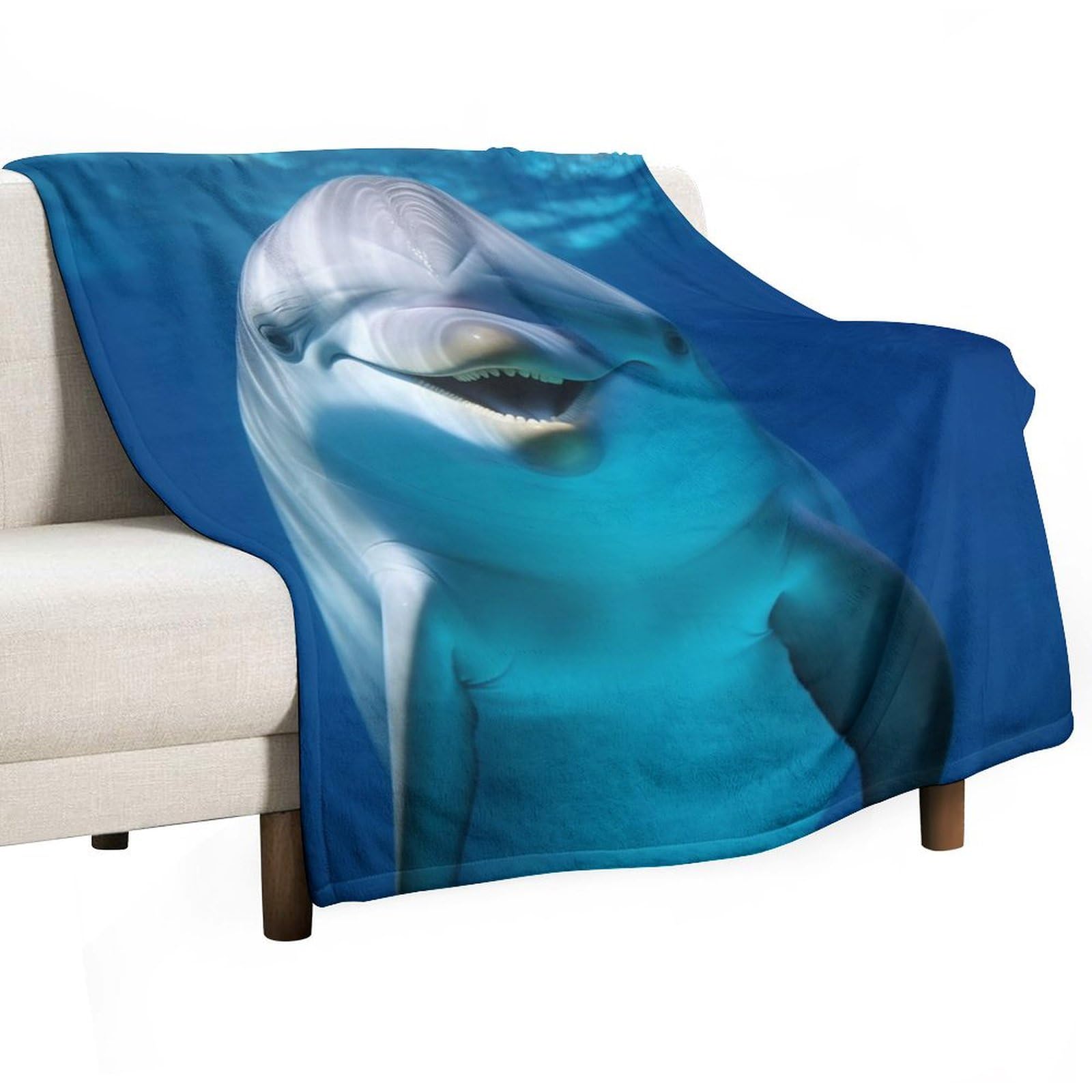 Couverture en flanelle douce motif dauphin pour un intérieur réconfortant