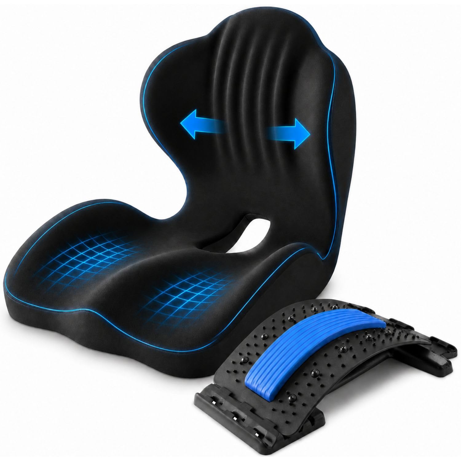 Pack cojín ergonómico y estirador Lumbar Ajustable