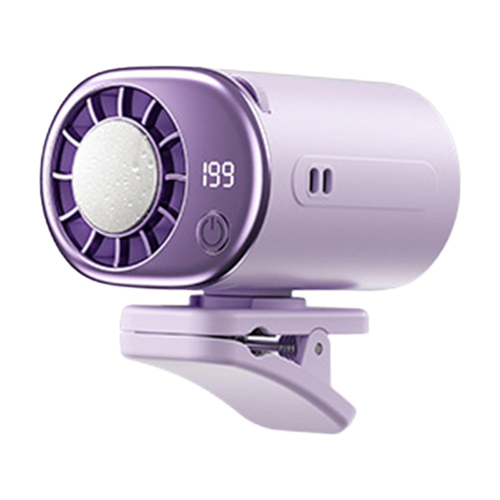 Ventilatore Portatile con Ventola Regolabile Display LED Climatizzatore Mini Ricaricabile 360 Gradi Adatto Auto Scrivania Passeggino, Viola