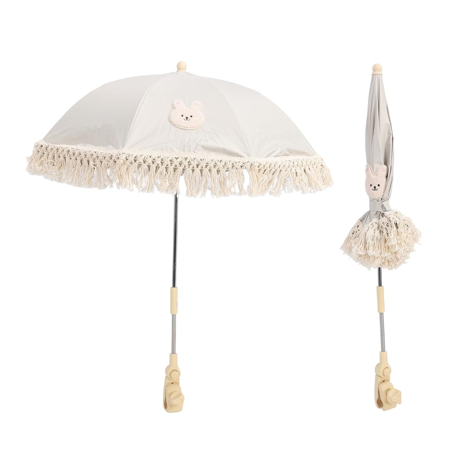 Baby Parasol Sun Umbrella for Stroller, Adjustable UV Protection for Babies, Foldable Oxford Cloth with Handle Bracket, Universal Fit for Baby Stroller (Rabbit)