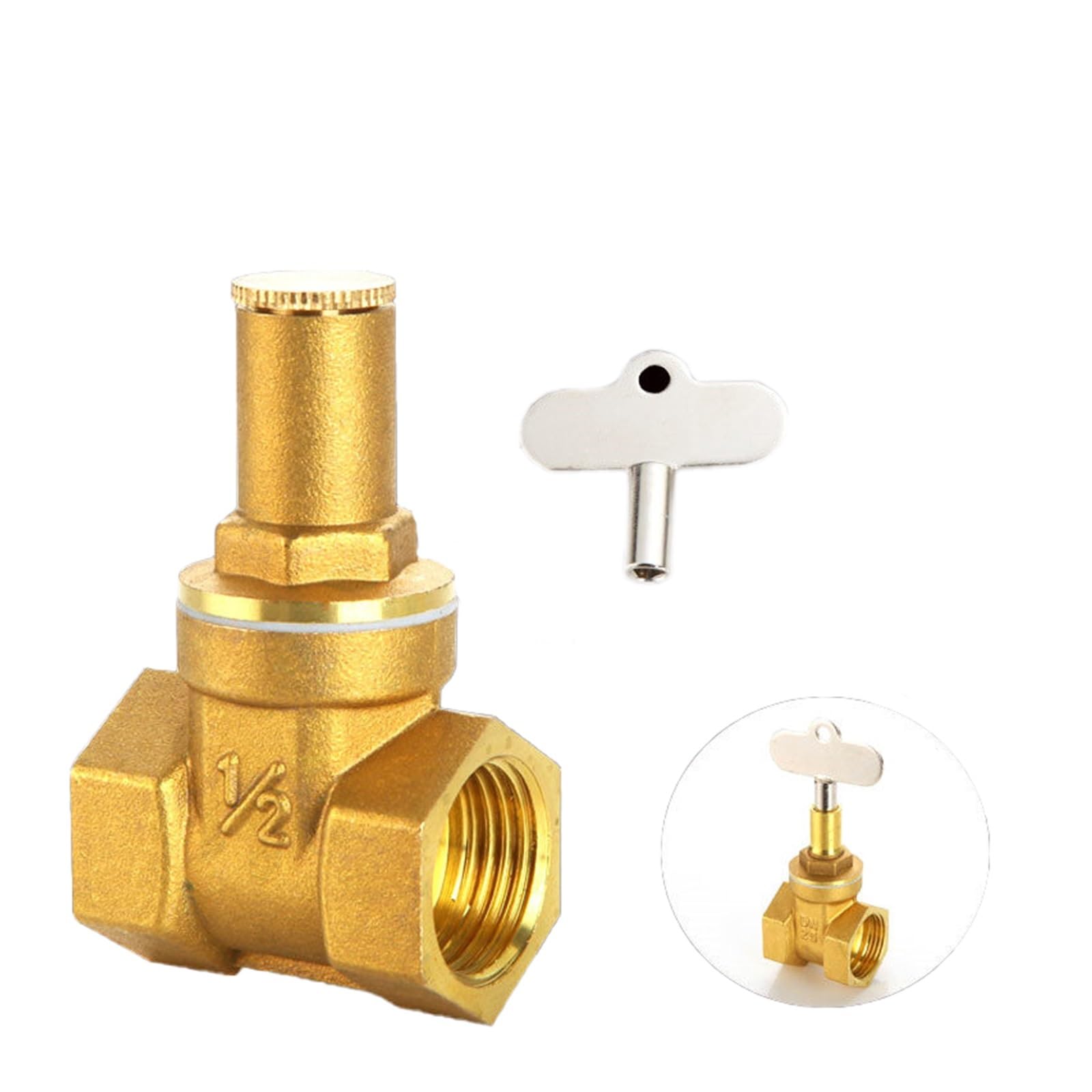 1/2 Et Quot 3/4 1 Vanne En Laiton Avec Serrure À L'intérieur De La Clé Triangle Conduite D'eau Compteur Verrouillage Antivol Avant éConomie D'Eau éTanche(3/4")