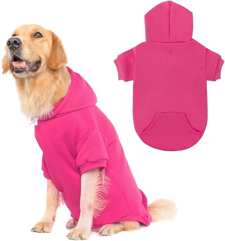 Moletom com Capuz para Cães KOOLTAIL com Forro Macio, Abertura para Guia e Bolso Rosa-escuro Tamanho L