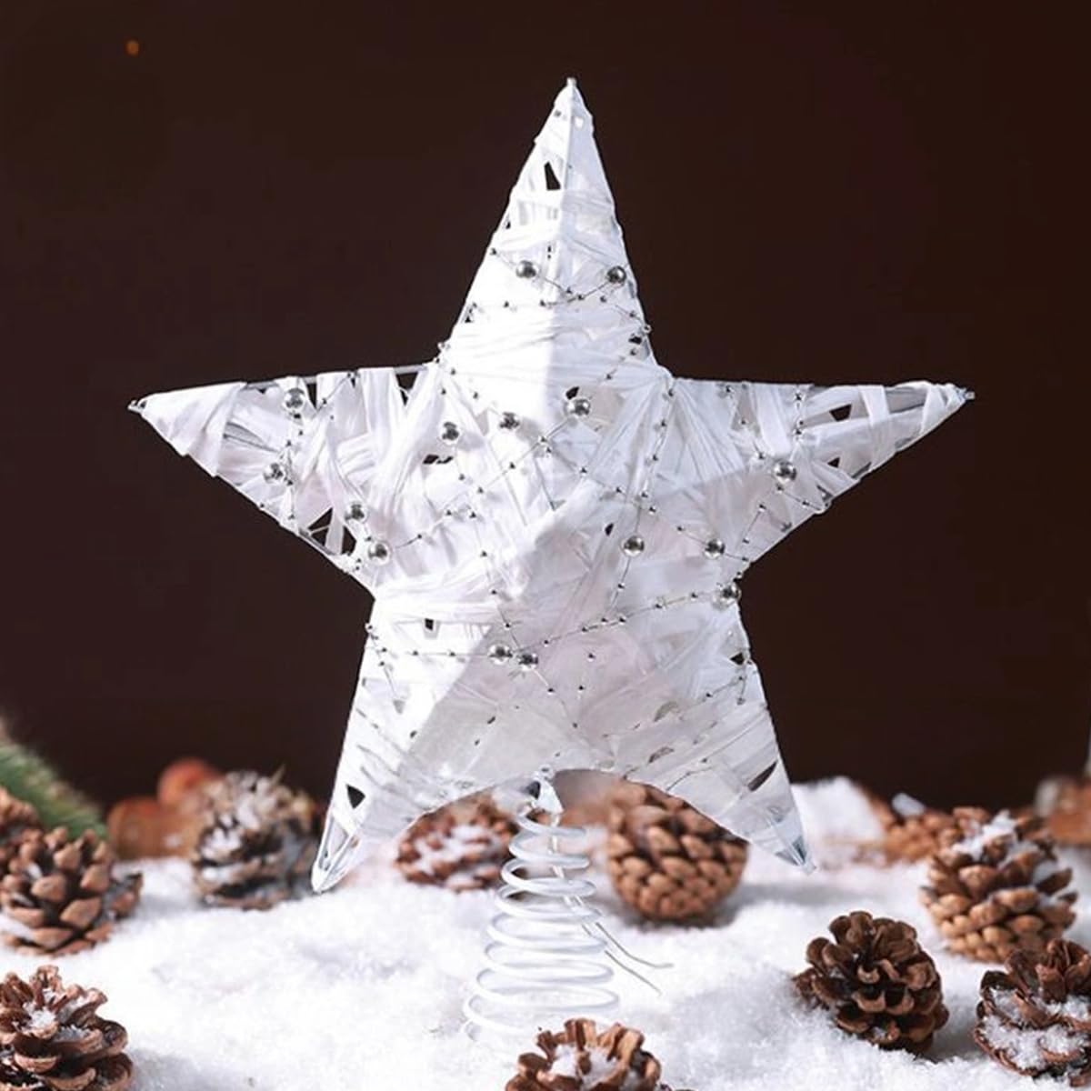 Cime d'arbre de Noël, Cimier Sapin Noël Forme Cerf Fabriqué À La Main Étoile Sommet d'arbre Noël Creuse Fonctionnant À Piles pour La Décoration d'arbre de Noël des Vacances du Nouvel an,K