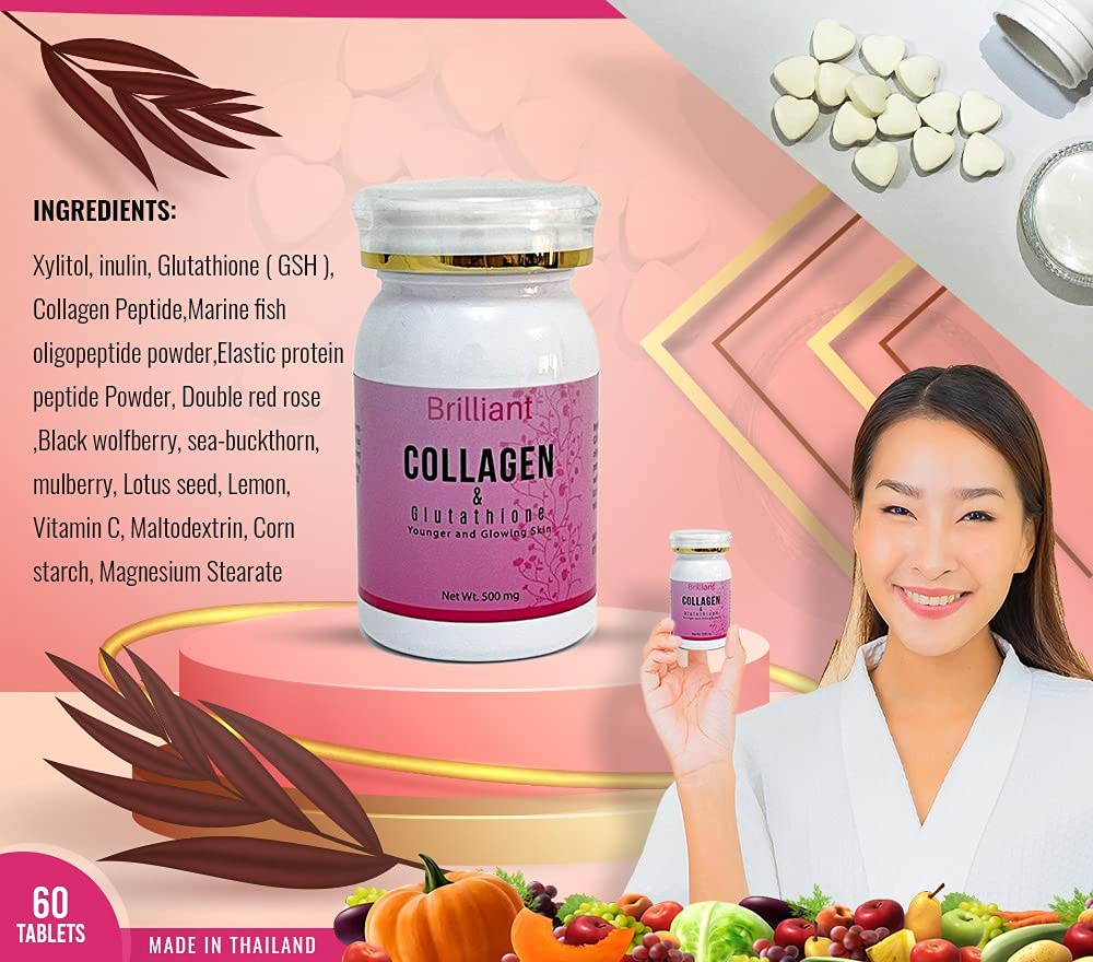 Brilliant Collagen & Glutathione for Younger and Glowing Skin, 60 Tablets: Buy Online at Best Price in UAE Brilliant Collagen & Glutathione for Younger and Glowing Skin, 60 Tablets: Buy Online at Best Price in UAE