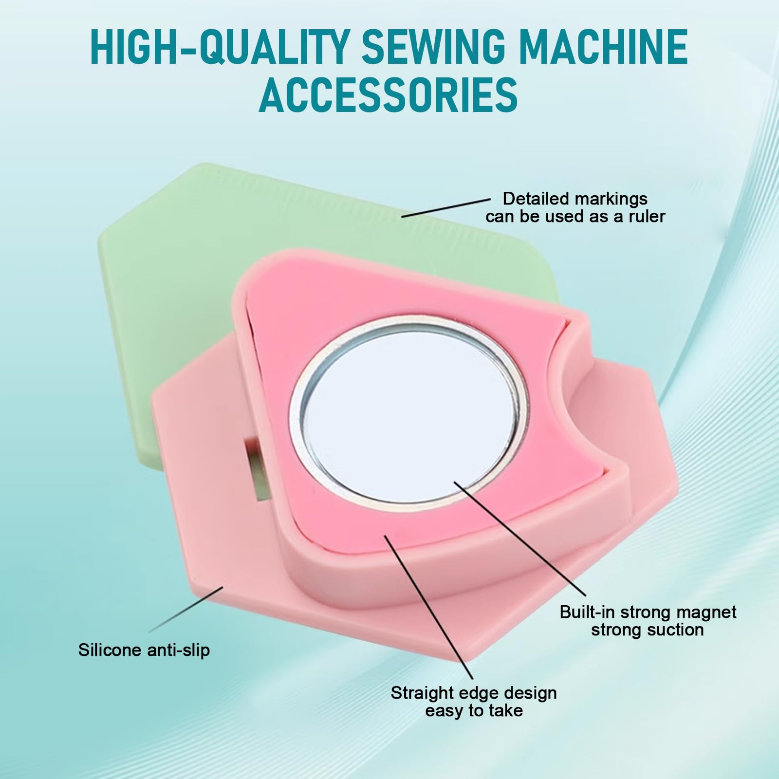 Ensemble 4pcs Guides De Couture Magnétiques + Découseur - Outils Ourlet Polygonaux Avec Échelle Pour Machine à Coudre