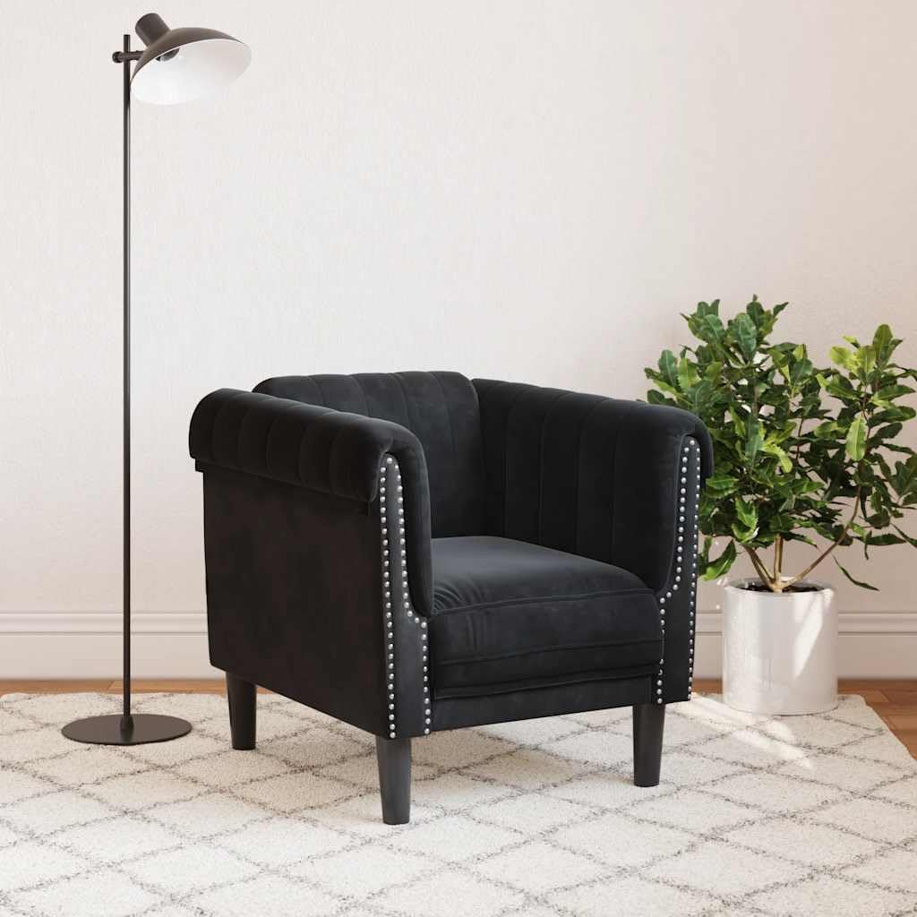 Sofa Chair Black Velvet (100% Polyester) Living Room Furniture