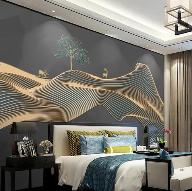 Papier peint chinois 3D salon grand format dissimulation mur