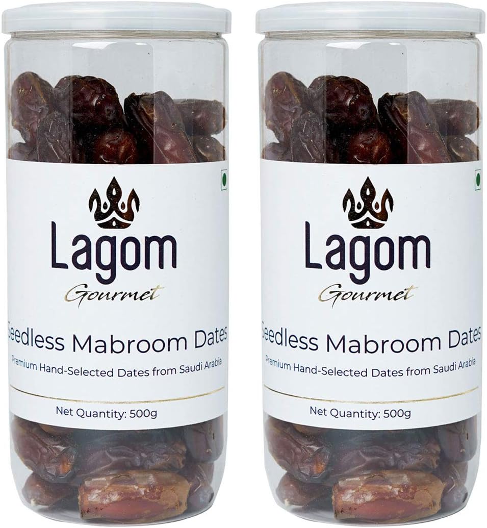 Lagom Gourmet Seedless Mabroom Dates 1 kg | Saudi Arabian | All Natural | No Preservatives | No Added Sugar | Gluten Free | Vegan | Plant Based | Non GMO | Dry Fruits | Khajur | Khajoor | Khejur