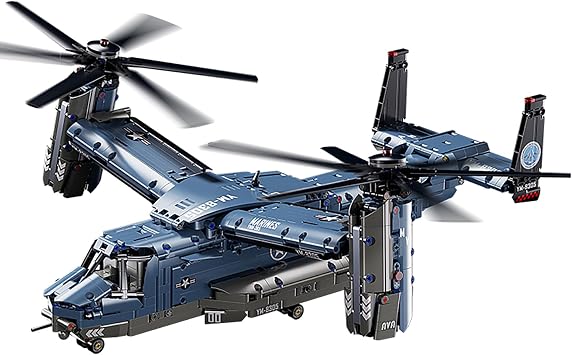 Chodia Military Helicopter Building Block Set, Fighter Model Toy, V-22 Osprey Army Airplane Kit with Ratoting Propeller, STEM Christmas Birthday Gift for Adults, Boys, Teens Ages 8-14 and Above 1486
