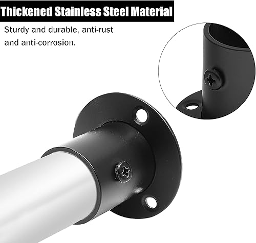 Miniatura 4 de Qjaiune Juego de 4 soportes para barra de armario, soporte de barra de cortina de 34 pulgadas, soporte negro para barra de armario, brida de armario
