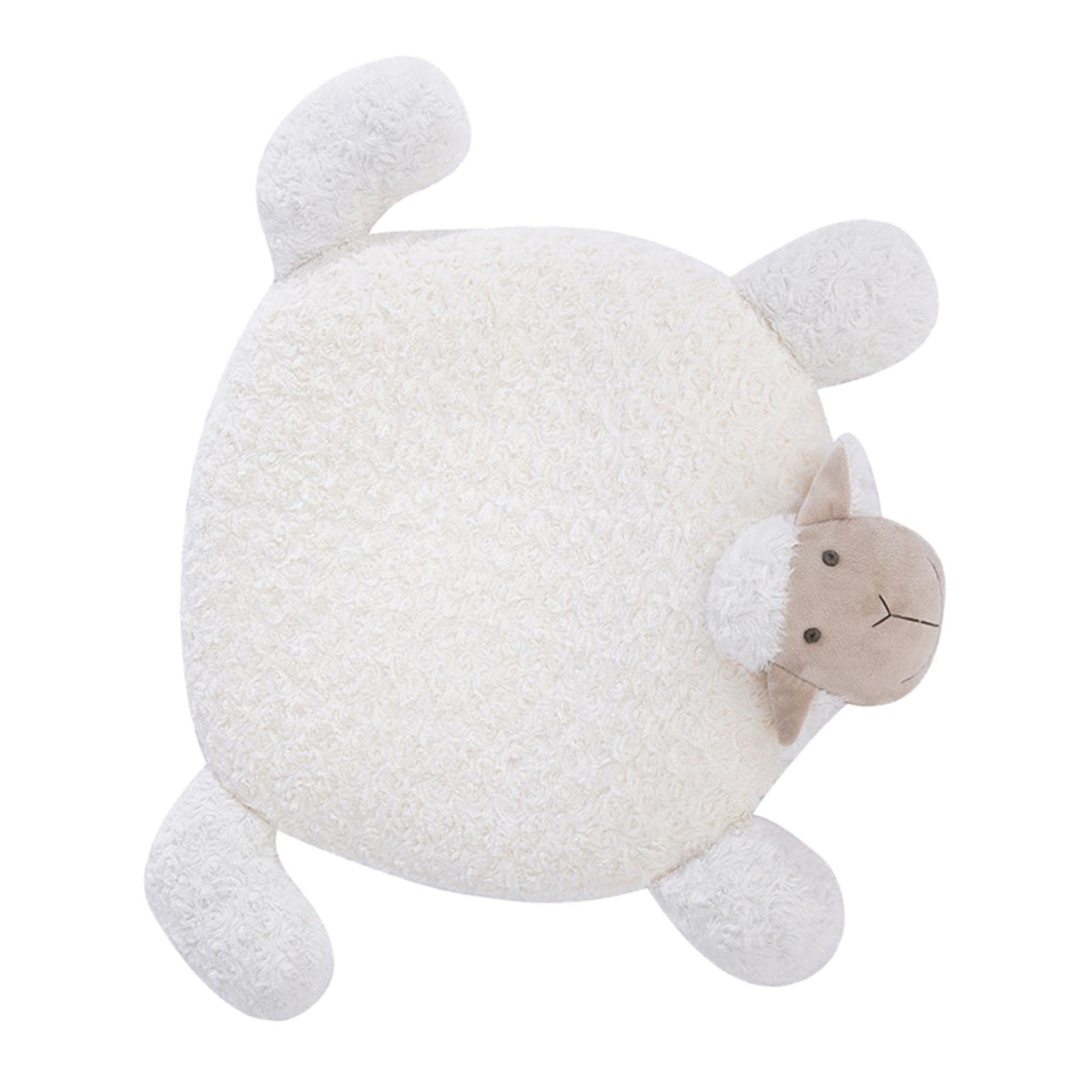 Cat Bed Washable Entry Pad Faux Fur Cozy Sheep Shaped Pet Mat for Floor Milk Color-image-6