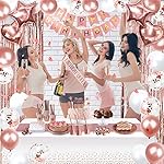 Party spot! 253 Pcs Birthday Decorations For Women, Rose Gold Party Decorations, Happy Birthday Decorations - Balloon Stand Kit, Tableware Kit,Pump, Banner, Tassel Curtain,Balloon, For 25 Guests - Image 5