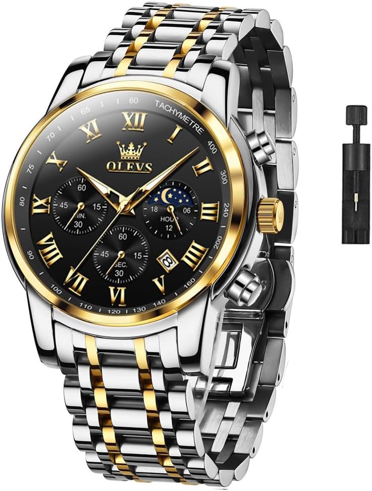 OLEVS Men’s Luxury Watch Stainless Steel Band Waterproof